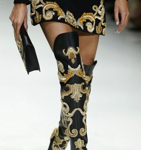 Versace shoes presented during Milan Fashion Week.