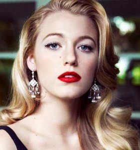 Blake Lively wearing red lipstick