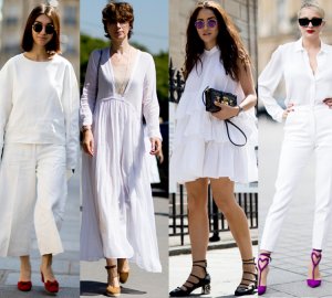 The street street gurus have long discovered the benefits of wearing all white looks and boldly combine it with other colors.